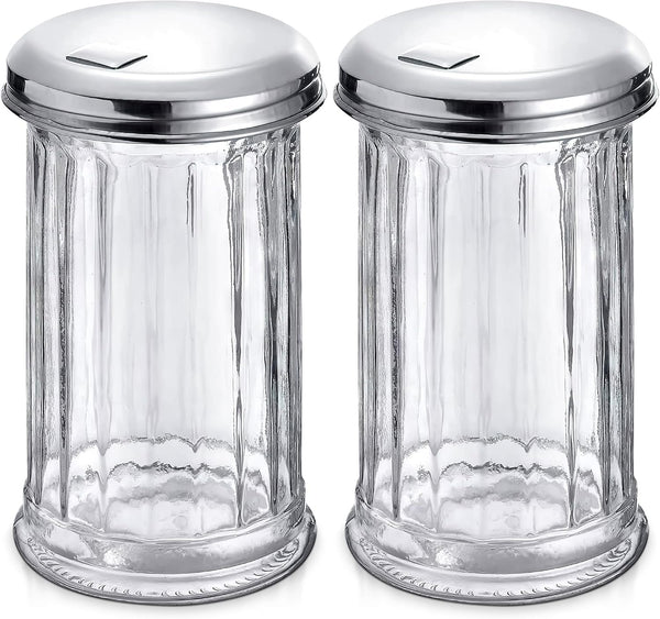 Set of 2 Glass Sugar Dispenser with Pour Spout, 12 Oz, Flip Lid1