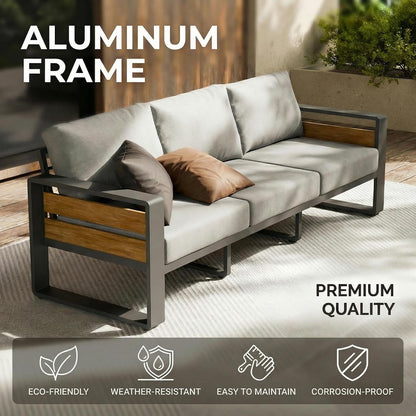 Aluminum Outdoor Patio Furniture Set with Table,5 Seat, Grey8