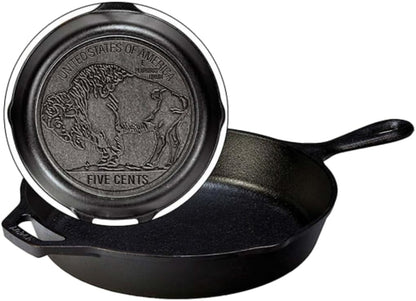 Cast Iron Buffalo Nickel Skillet, 10.25 Inches | Cast Iron Skillet Featuring Buffalo Nickel Coin Design for Oven, Stovetop, Grill & Campfire, Non-Toxic, Made in USA1