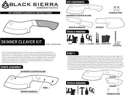Black Sierra Skinner Cleaver Knife-Building-Kit, Fixed Stainless Steel Blade with Leather Sheath, Hobbyist Chef Cutlery, Carbon Steel Cutlery Meat Cutting Blade, DIY Knife Making Supplies6