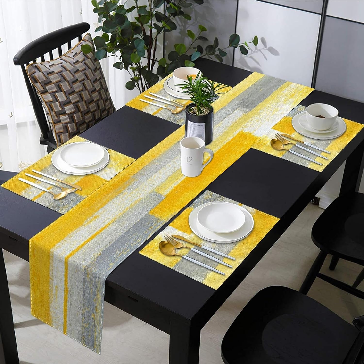 table-runner-and-placemats-set-of-6-abstract-yellow