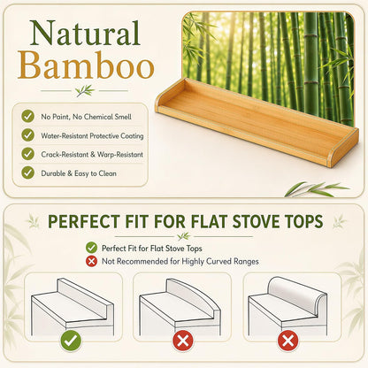Magnetic Stove Top Shelf 30 Inch – over the Stove Spice Rack Organizer for Flat Top Stoves, Strong Magnetic Bamboo Kitchen Shelf, Space Saving Stove Top Storage Rack, Tool-Free Installation, Natural5