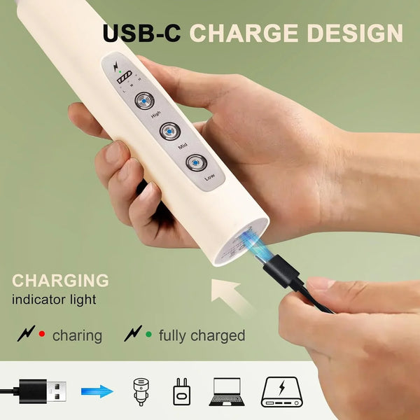 Beige Handheld Milk Frother Wand with Stand for Coffee, Rechargeable Electric Whisk with 3 Heads 3 Speeds Drink Mixer Coffee Frother for Latte, Cappuccino, Hot Chocolate, Egg2
