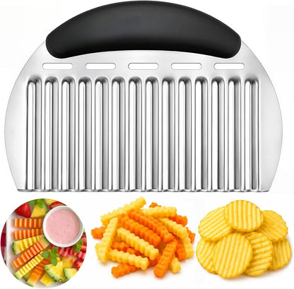 Large Crinkle Cutter French Fry Cutter, Stainless Steel Wavy Slicer | Large Crinkle Potato Slicer Wavy Chopper, Crinkle Cutting Chopping Tools with Handle1