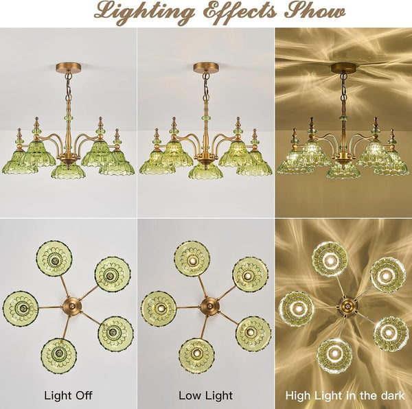 Chandeliers Light 5 Lights Chandelier Lamp Modern Pendant Lighting Fixtures Hanging Lamps for Dining Room Entryway Living Room Bedrooms Foyer Entrance Kitchen Brass and Green4