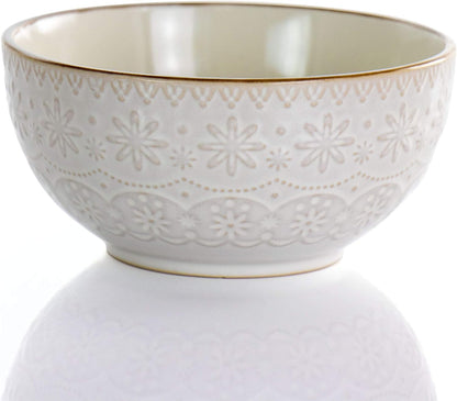 Embossed Scalloped Stoneware Dinnerware Dish Set, 16 Piece, Ivory7