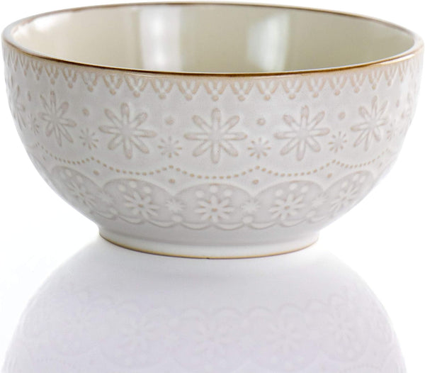 Embossed Scalloped Stoneware Dinnerware Dish Set, 16 Piece, Ivory7