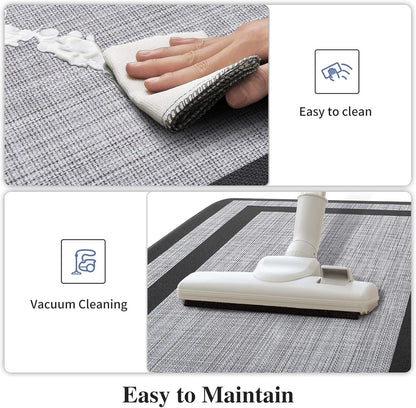 Kitchen Mats Set of 2,Cushioned Anti-Fatigue Non-Skid Rug Sets | Ergonomic Comfort PVC Kitchen Mats for Floor,Standing Mat for Kitchen,Floor,Office,Sink,Laundry, Black Frame5