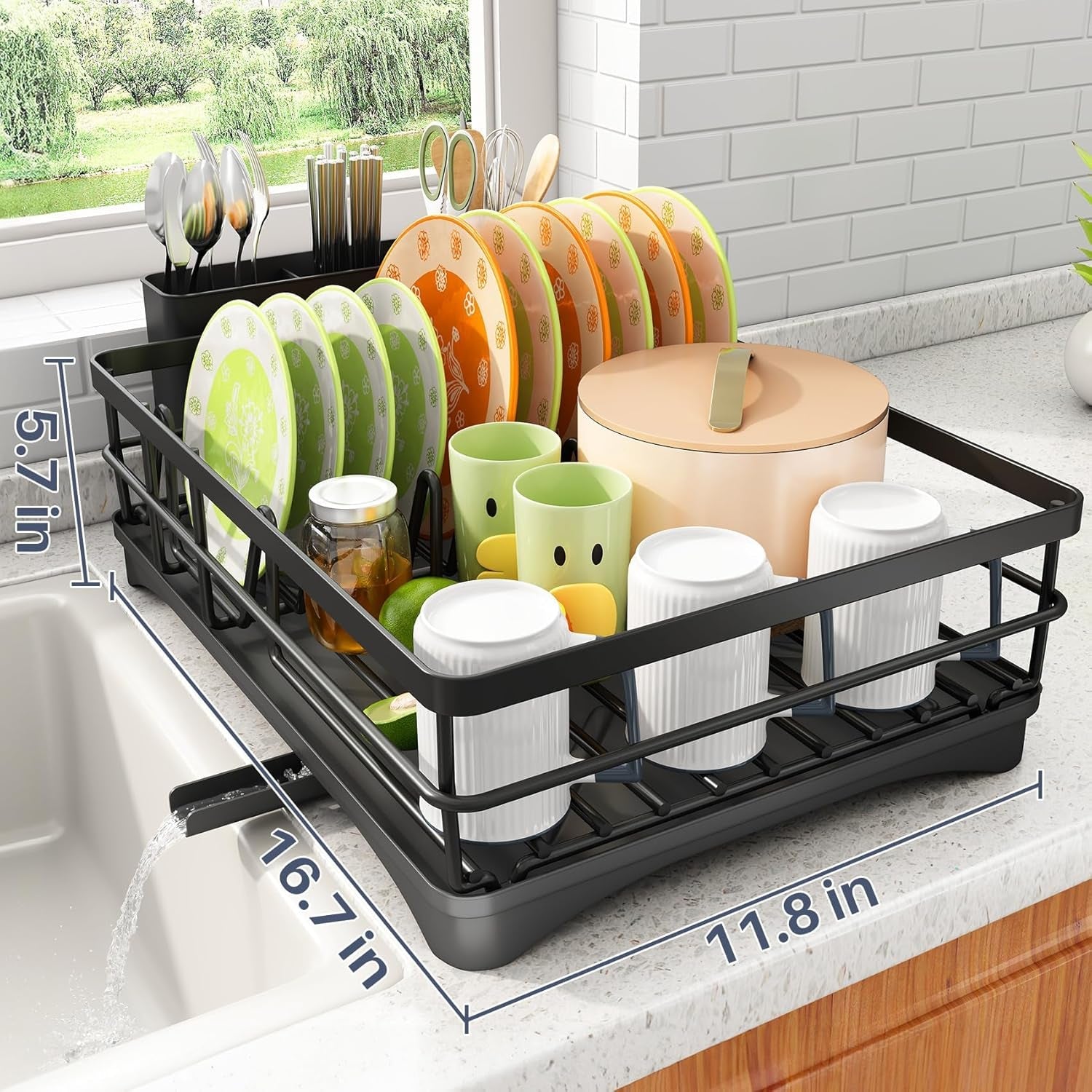 dish-drying-rack-for-kitchen-counter-with-utensil-holder-black