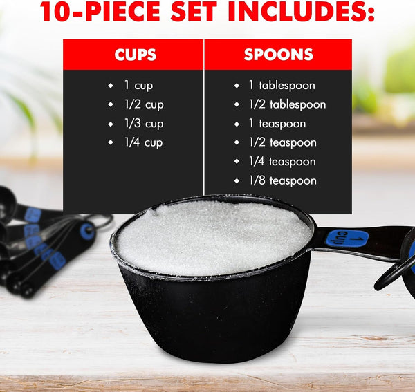 Easy to Read Plastic, Measuring Cup Set, 10 Piece Set, Blue4