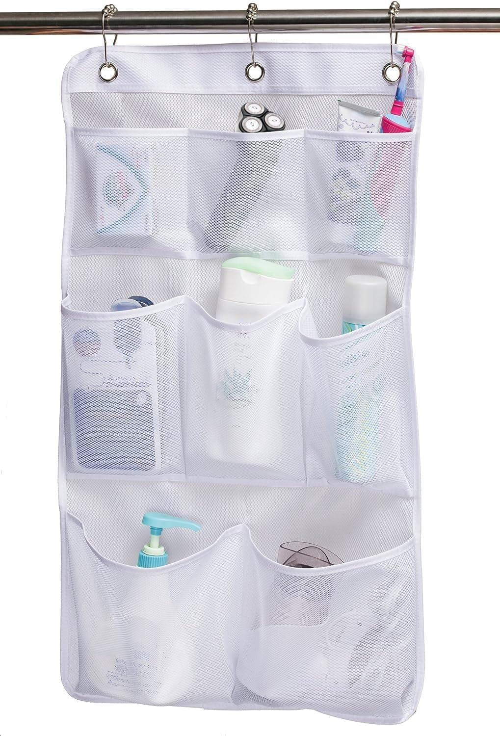 mesh-shower-organizer-hanging-bathroom-caddy-8-pockets-hang-curtain-rod-with-3-rings