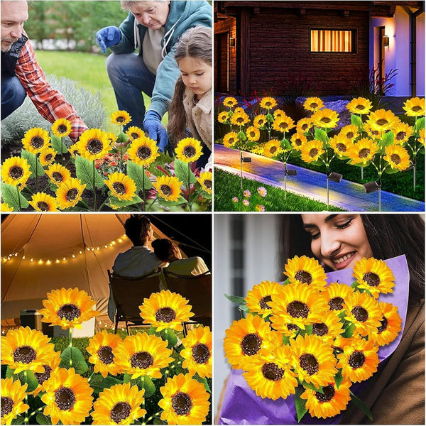 Solar Lights Outdoor Garden Decor - Upgraded 3 Pack with 9 Sunflower Lights, Waterproof Solar Outdoor Lights Auto On/Off Solar Decorative Lights for Garden, Patio, Backyard6