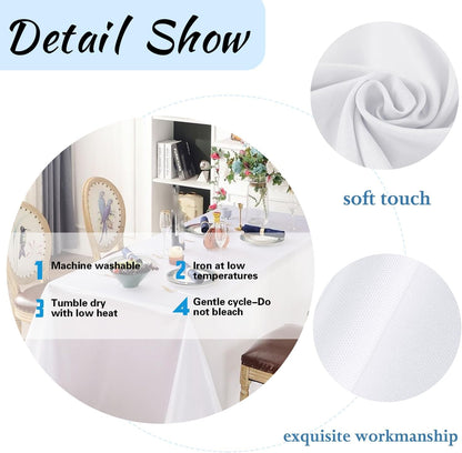 10 Pack White Table Cloth Rectangle Table 60 X 102 Inch Tablecloths for 6 Foot Rectangle Tables. Stain and Winkle Resistant Polyester Washable White Tablecloths for Parties Wedding Dining4