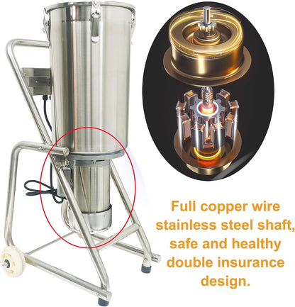 Commercial Food Processor Electric Food Chopper Cutter Stainless Steel Meat Grinder Movable Meat Mincer Food Cutting Machine Double Knives 32L for Fruit Vegetable Meat Grains Garlic 110V8