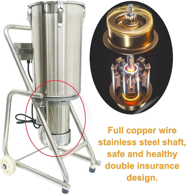 Commercial Food Processor Electric Food Chopper Cutter Stainless Steel Meat Grinder Movable Meat Mincer Food Cutting Machine Double Knives 32L for Fruit Vegetable Meat Grains Garlic 110V8