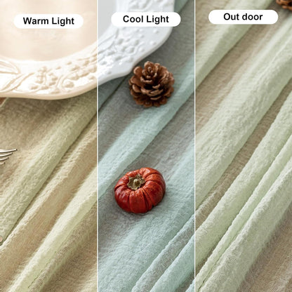 Sage Green Cheesecloth Table Runner 120 Inches Fall Party Home Decorations | for Wedding Baby Shower Bridal Shower Birthday Engagement Party 10FT Sheer Rustic Boho Farmhouse Dining Holiday Decor9
