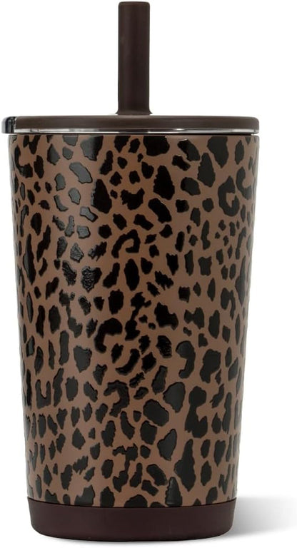 Everyday Tumbler 14 Oz, Ceramic-Lined Straw Cup, Brown Leopard2