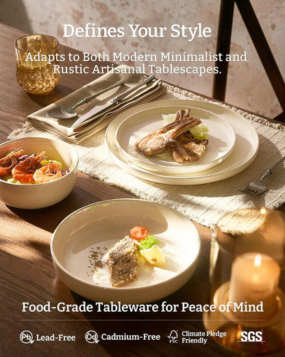 Milkyway 16-Piece Dinnerware Set with Pasta Bowls, Almond Milk4