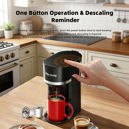 Small Single Serve Coffee Maker for K Cup and Grounds, Fast Brew One Cup Coffee Machine with One Button, 6 to 12 Oz. Brew Sizes, Compact Pod Coffee Maker, Perfect for Home Office Travel, Black5