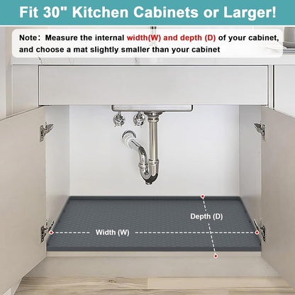 Waterproof under Sink Mat, 28" X 19" Silicone under Sink Mats for Kitchen, under Kitchen Sink Mats and Protector Mat, Sink Cabinet Protector Mats for Bathroom, Gray3