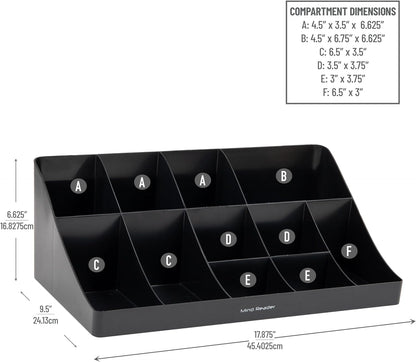 Cup and Condiment Station, Countertop Organizer, Coffee Bar, Kitchen, Stirrers, 17.875"L X 9.5"W X 6.625"H, Black3