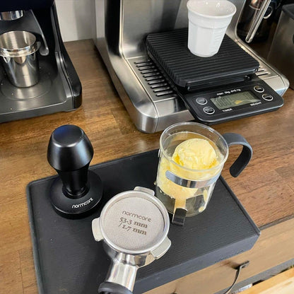 V4 Coffee Tamper 53.3Mm - Spring-Loaded Tamper - Barista Espresso Tamper with 15Lb / 25Lb / 30Lbs Replacement Springs - Anodized Aluminum Handle and Stand - Flat Base, Black4