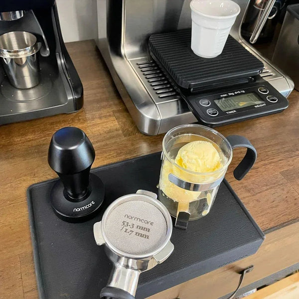 V4 Coffee Tamper 53.3Mm - Spring-Loaded Tamper - Barista Espresso Tamper with 15Lb / 25Lb / 30Lbs Replacement Springs - Anodized Aluminum Handle and Stand - Flat Base, Black4
