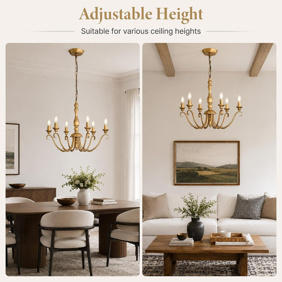 farmhouse-vintage-antique-brass-chandelier-distressed-gold-candle-fixture