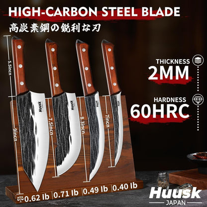 Butcher Knife Set, 4 PCS Hand Forged BBQ Knife Set for Meat Cutting | Sharp Meat Carving Breaking Knives with Ergonomic Handle for Home and Camping, Gifts for Men Women7