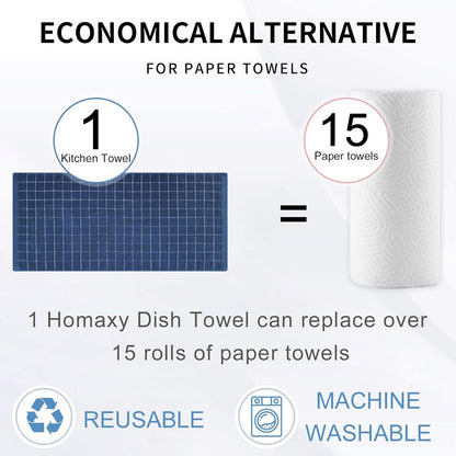 100% Cotton Terry Kitchen Towels, 4 Pack, Navy Blue7