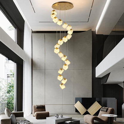 Alabaster High Ceiling Chandelier 20-Light, Modern Staircase Chandeliers H138, White Marble Large Long Chandeliers for High Ceilings Living Room Stairway Foyer Entryway3