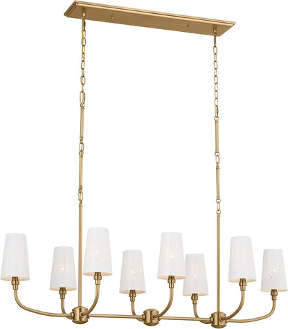 Adeena 8-Light Linear Chandelier Light, Brushed Natural Brass1