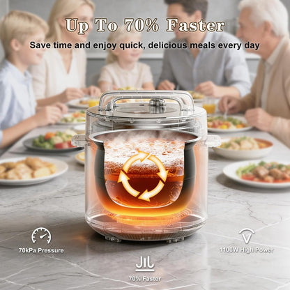 6Qt Pressure Cooker, 9-In-1, 12 Presets IMD Touchscreen, Safe Vent, Multi-Mode: Slow Cook, Rice Cook, Steam,Dual Inner Pots (Stainless Steel & Non-Stick),1000W,Black8