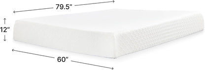 Signature Design by Ashley 12 Inch Memory Foam Queen Mattress in a Box | Stretch Knit Cover and 12-Inch Profile, Certipur-Us Foam Designed for Easy Setup, Motion Isolation, Chime Series2