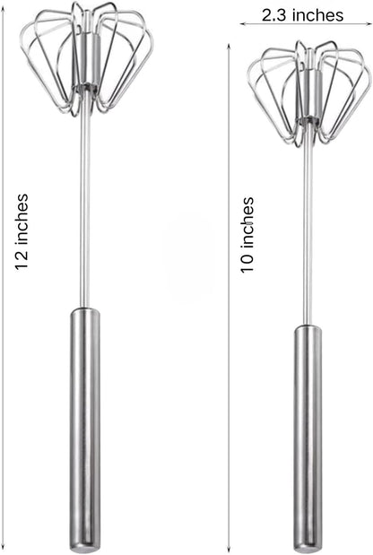 Stainless Steel Semi-Automatic Whisk,Egg Whisk Hand Push Rotary Blender | Versatile Hand Push Mixer Stirrer Tool,For Cooking Kitchen Home Egg Milk,10 Inches2