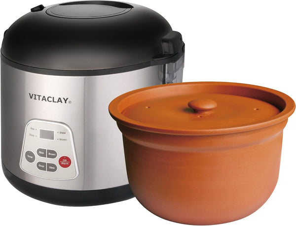 Smart Organic Clay Rice Cooker & Slow Cooker - Toxin Free Clay Electric Pot for Cooking Rice, Slow Cooker, Soup Maker, Warmer, Stew Pot with Natural Earthen Clay Crock, 6 Cup / 3.2 Qt1