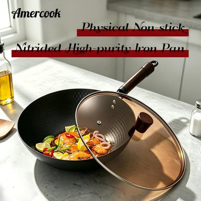 12 Inch Carbon Steel Wok with Lid, Pre-Seasoned Flat Bottom Wok Pan, 5.5QT Nonstick Chinese Woks & Stir-Fry Pans for Induction, Gas, Electric Stovetop, Uncoated No Chemical (11.81-In(9Pc))3