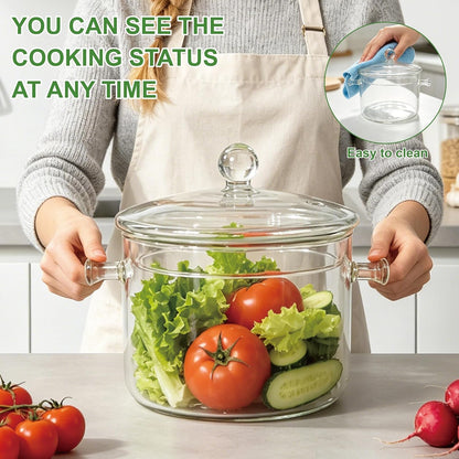 Glass Pots for Cooking on Stove, 1.5L / 50Oz, Heat-Resistant Simmer Pot | Glass Cooking Pot with Lid, Heat-Resistant Simmer Pot for Stove Potpourri, Saucepan Pot Fits for Cooking, Soup, Tea, Milk7