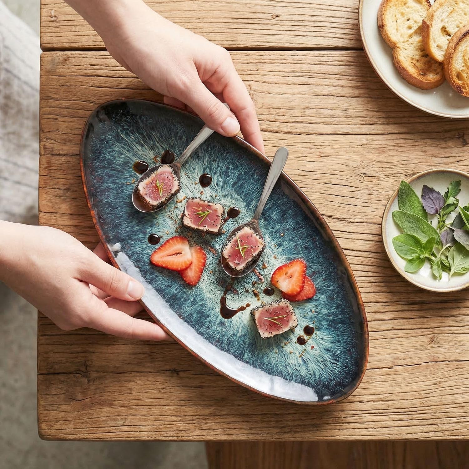 ceramic-dinner-plates-set-of-4-for-bread-pasta-salad-sushi-microwave-oven-and-dishwasher-safe-scratch-resistant-durable-black-reactive-glaze