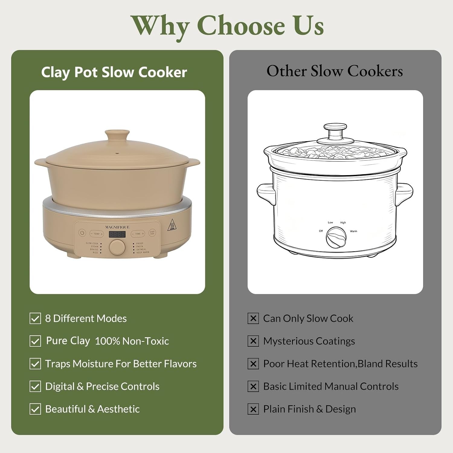 magnifique-slow-cooker-4-5-quart-8-in-1-clay-pot-multi-cooker-non-toxic-slow-cooker-with-removable-clay-pot-for-rice-pasta-steam-proof-nonstick-oven-safe-pot-to-500-f-brown