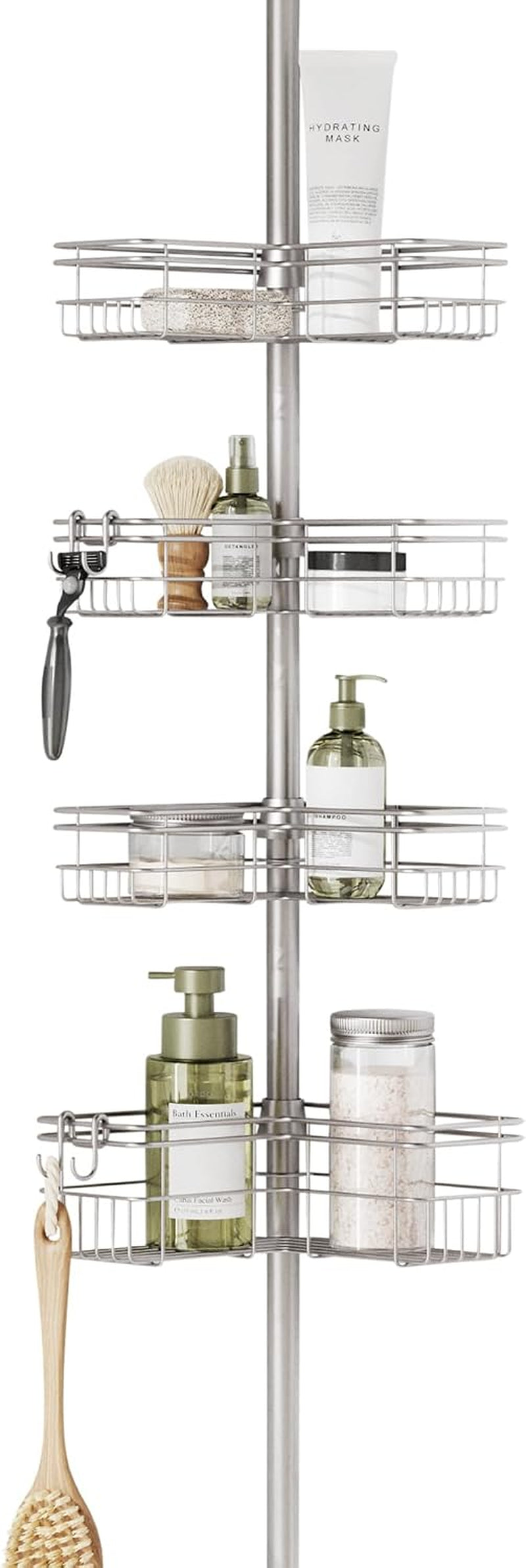 tension-pole-shower-caddy-corner-organizer-adjustable-standing-shower-caddy-with-4-l-shaped-baskets-and-hooks-rust-resistant-bathroom-tension-rod-organizer-60-to-97-inch-satin-nickel