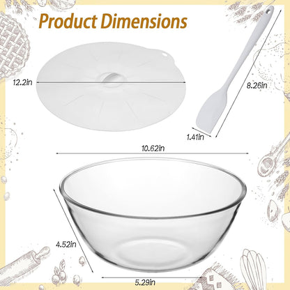 4.7 Quart Large Glass Mixing Bowl with Lid, Clear Large Glass Bowl for Bread Making Food Prep Baking Storage Sourdough Making Kitchen Salad Bread Storage3