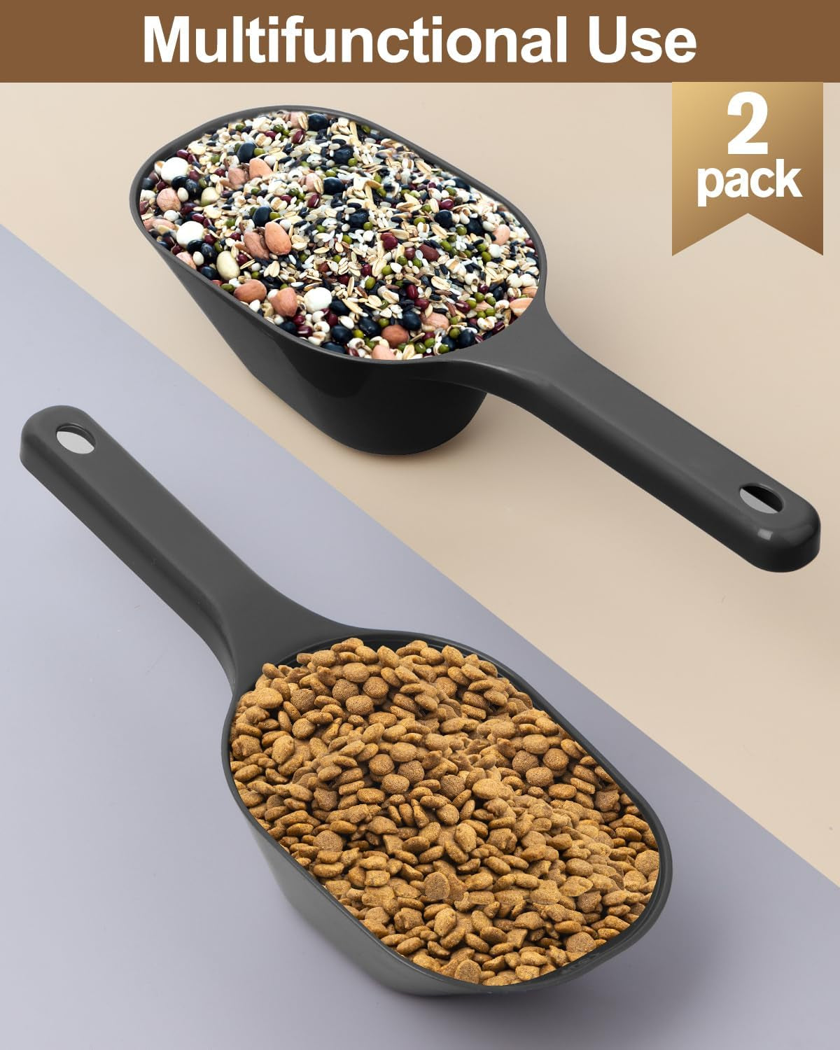 2pack-dog-cat-food-scoop-measuring-cup-1-cup-plastic-pet-food-scoop-black