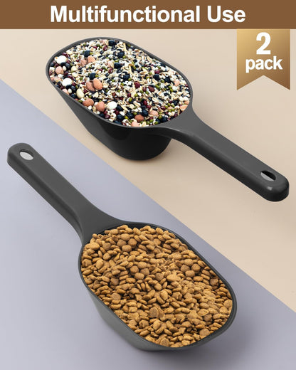 2Pack Dog Cat Food Scoop Measuring Cup,1 Cup Plastic Pet Food Scoop (Black)2