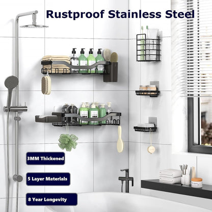 7-Pack Shower Caddy Adhesive,Stainless Steel Shower Organizer Shelf5