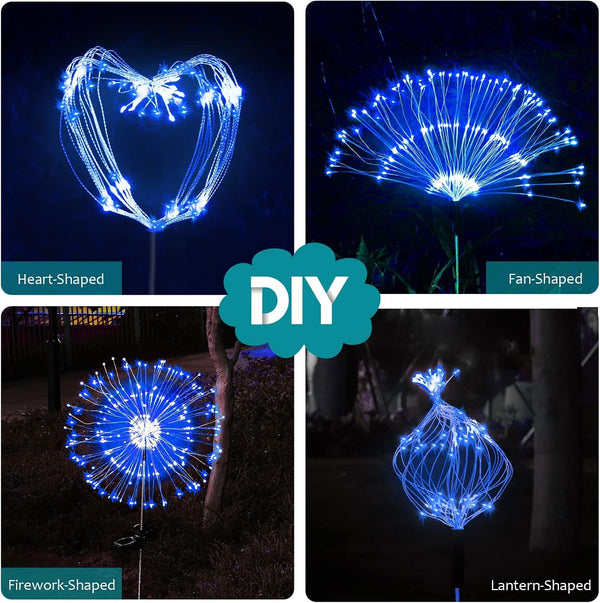 Solar Firework Lights, 2 Pack 120 Leds 2 Lighting Modes Solar Garden Lights Outdoor Waterproof for Yard Patio Walkway Pathway Party Wedding Christmas Decorative - Blue7