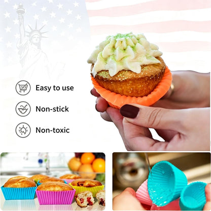 36 Pack Silicone Cupcake Liners Muffin Baking Cups Liners Reusable Non-Stick Cake Molds Sets Lunch Bento Box Dividers Accessories3