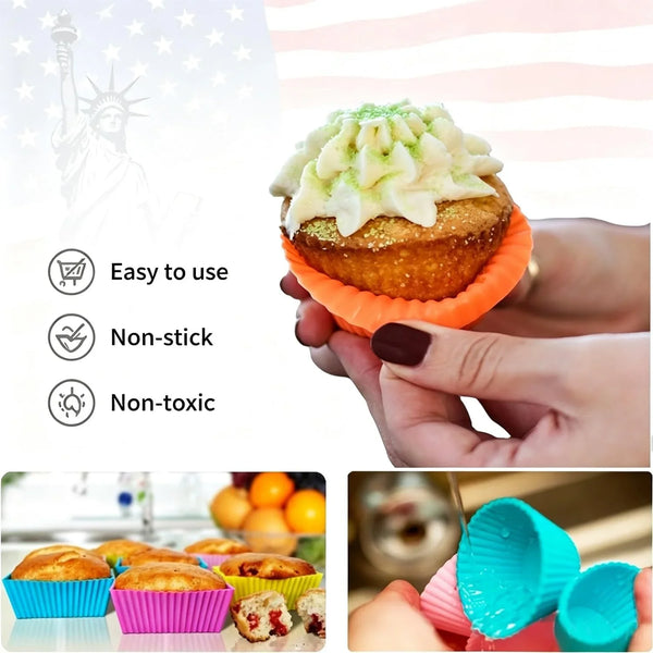 36 Pack Silicone Cupcake Liners Muffin Baking Cups Liners Reusable Non-Stick Cake Molds Sets Lunch Bento Box Dividers Accessories3