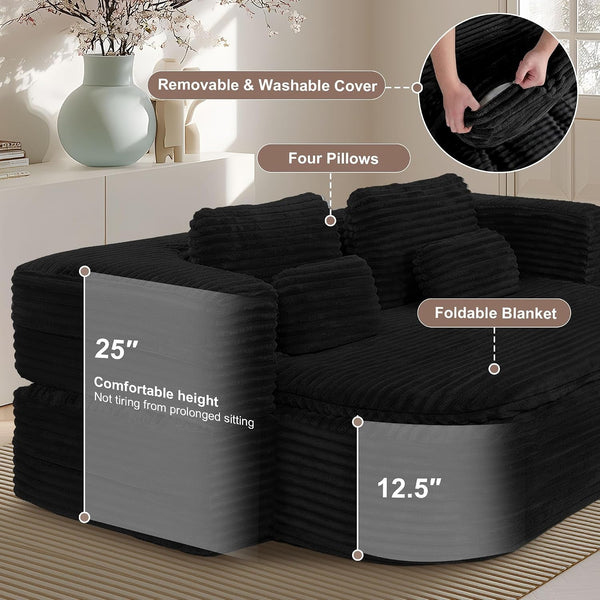 75'' Folding Sleeper Sofa Bed, Memory Foam Boneless Couch7