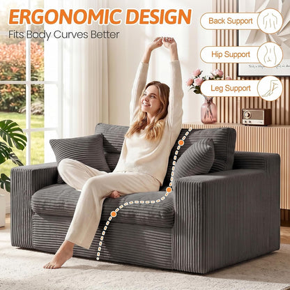 Boneless Loveseat Sofa Couch, 2 in 1 Convertible Sofa Bed with Pillows, Fold Out Bean Bag Chair Boneless Floor Couch for Living Room Bedroom Office Lounge Apartment, No Assembly Needed, Grey5